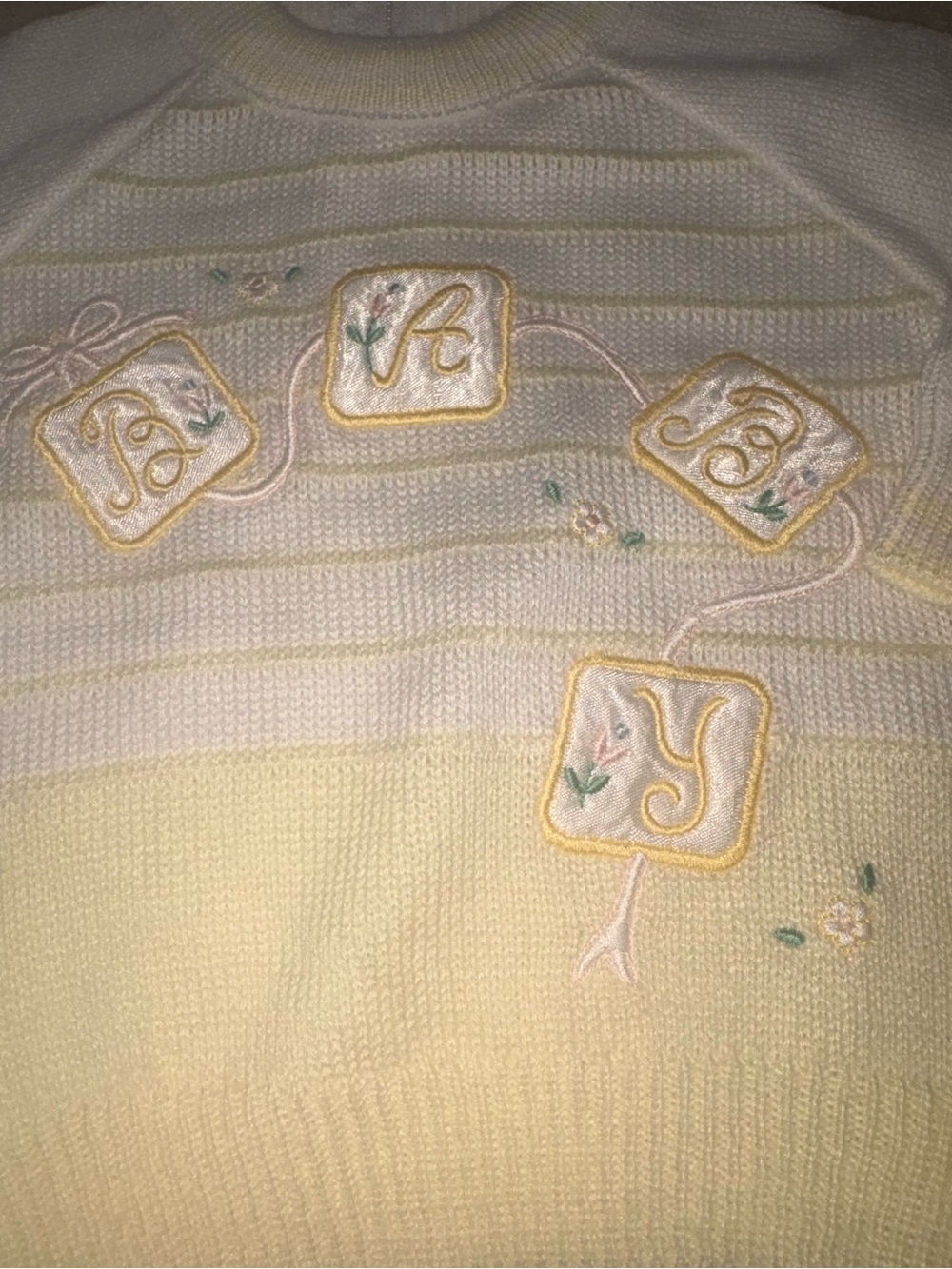 Vintage Baby Sweater 6-9 Months ABC Alphabet Blocks Retro